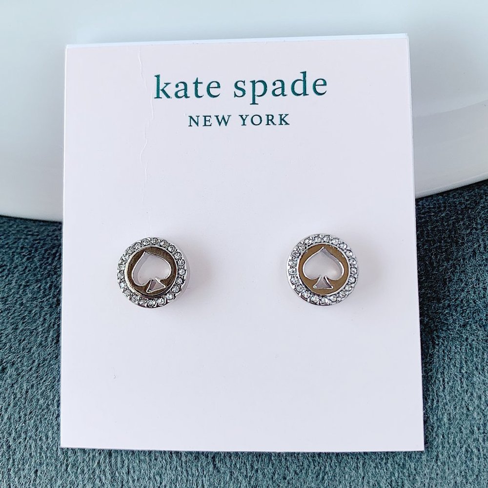 Kate Spade silver logo crystal earrings